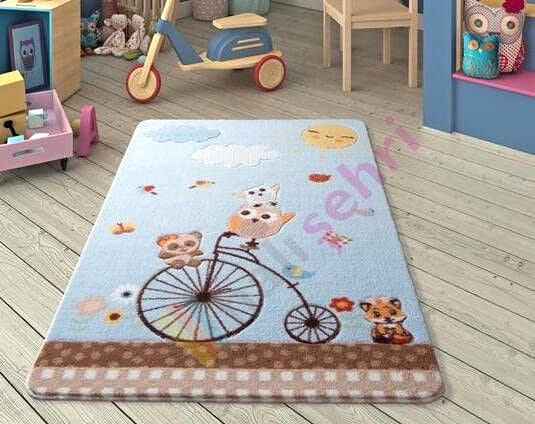 Confetti Sunny Day A. Mavi Çocuk Halısı Yumuşak Yıkabilir