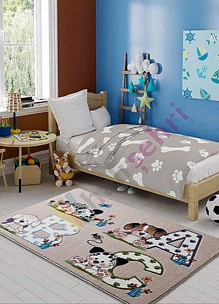 Confetti Abc Açık Bej Çocuk Halısı Yumuşak Yıkabilir