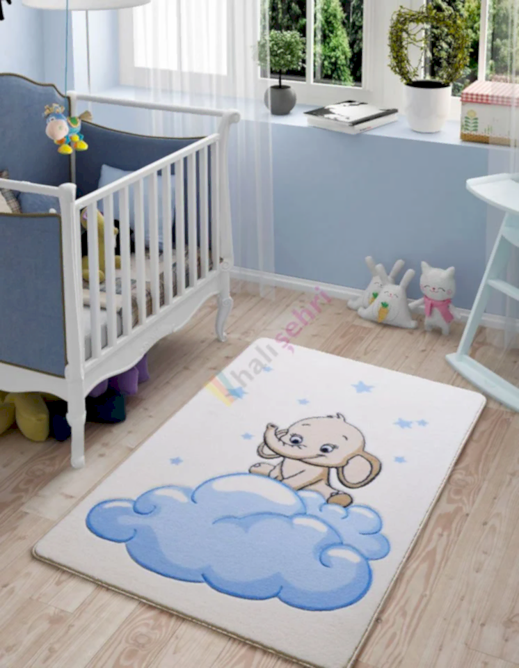 Confetti Baby Elephant Pembe Çocuk Halısı Yumuşak Yıkabilir